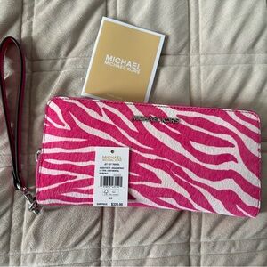 Michael Kors Vibrant Pink Zebra Wristlet
